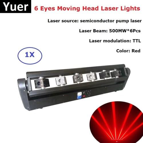 Sales 3W Laser Light LED Moving Head Beam Lights 6Pcs 500MW Red Color Laser Projector Lights For Disco Light Club KTV Dj Partys
