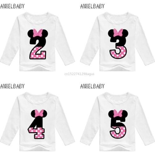Boys/Girls Happy Birthday Letter Bow Cute Print Clothes Baby Funny Long Sleeve T shirt,Kids Number 1-9 Birthday Present,LKP2416
