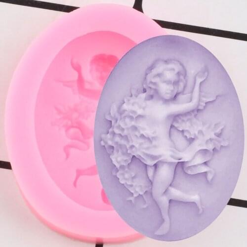 Angel Frame Silicone Mold Cupcake Topper Fondant Molds Baby Birthday Cake Decorating Tools Clay Candy Chocolate Gumpaste Mould