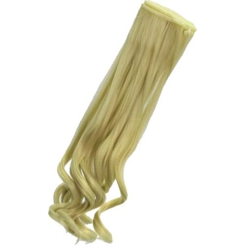 Fashion 25cm DIY Doll Wigs Long Curly Wavy High Temperature Wire Handmade Light Gold