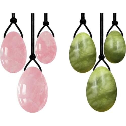 Drilled Rose Quartz Yoni Egg Jade Ball Set Natural Stone Kegel Massage Jade Egg Pelvic Muscle Tightening Crystal Ball Hot Sale