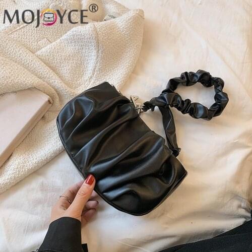 New Casual Pure Color Handbag Purse Fashion Women PU Leather Pleated Underarm Bag Chain Solid Color Shoulder Bags