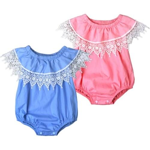 New Adorable Baby Romper Newborn Baby Girls Jumpsuit Infant Girl Flower Side Sleeveless with short sleeves Jumpsuit Solid Playsu