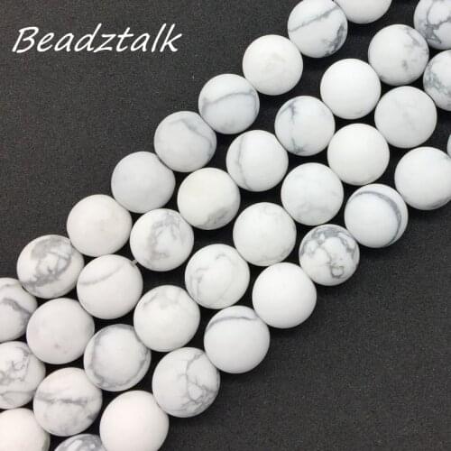 New Arrival Matte Frosted Dull Polished White Howlite Bead Round Spacer Stone Loose 6 mm 8 mm 10 mm 12 mm DIY For Making Jewelry