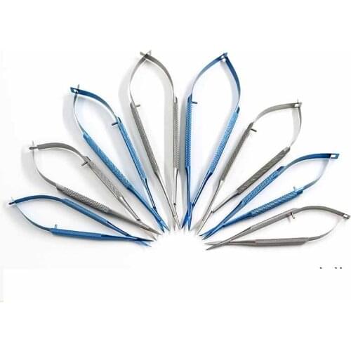 Ophthalmic microscopic cut cornea scissors round handle two-piece stitching open eye double eyelid scissors