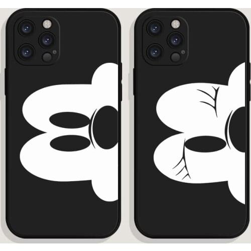 Original Silicone Cartoon mouse Couple black Phone Cases For iPhone 11 12 13Pro 13PRO XS MAX X XR 7 8 Plus Liquid Silicone Coque