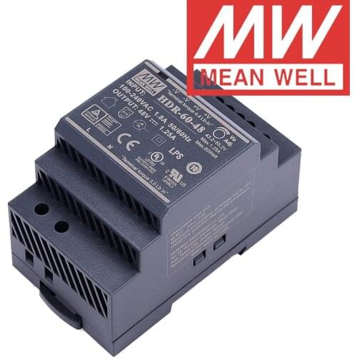 Original Mean Well HDR-60-48 DC 48V 1.25A 60W meanwell Ultra Slim Step Shape DIN Rail Power Supply