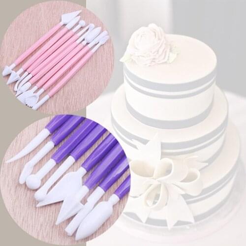 Useful 8Pcs/Set Fondant Carving Knife Kits Biscuit Icing Sugar Needle Cake Needle Baking Tool Kitchen Baking Tool 5 Colors