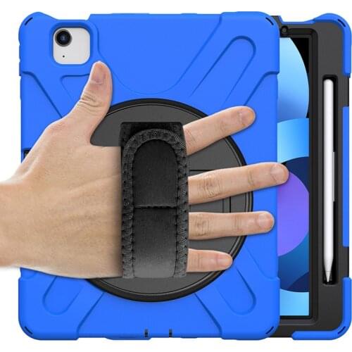 Rugged Shockproof Cover with Hand Strap and Pencil Slot for iPad Air 4 10.9 Pro 11 Silicone Case 2021 2020 2018