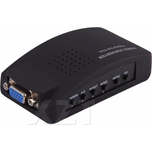 PZ New PC Laptop Composite Video TV RCA S-Video AV In To PC VGA LCD Out Converter Adapter Switch Box