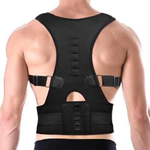 Adjustable Magnetic Therapy Alloy Bar Posture Corrector Back Brace Supporter Shoulder Back Spine Waist Support Belt Men Women