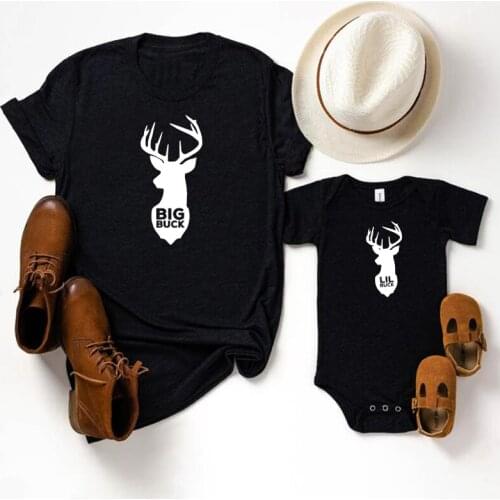 Father Son Daughter Dad Shirt 2021 new Father Day Gift Name Hunting Deer Daddy and Me Matching Tshirt Fashion Matching Outfits L