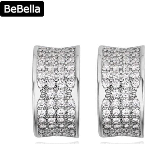 BeBella 1.5cm Cuff Hook Earrings In 3 Metal Colors For Women Fashion Made With High Quality Cubic Zirconia For Wedding Gift