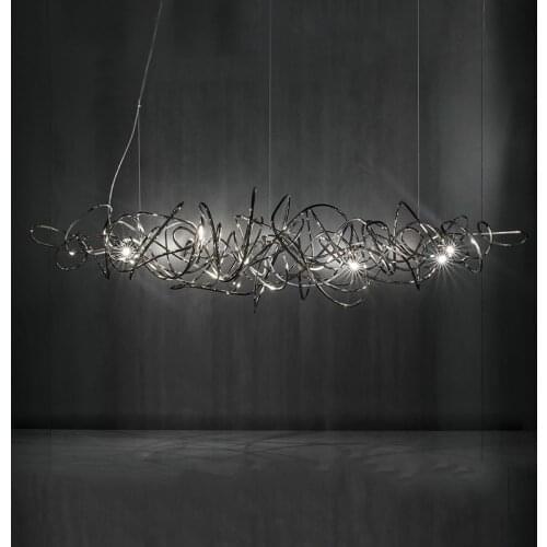 Modern Irregular Steel G9 Led Pendant Lights Gold / Chrome Bar Drop Lighting Led Suspend Lamp Home Deco Led Lighting Fixtures