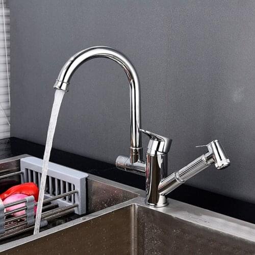 Modern Kitchen Faucet Pull Out Washing Tap Shower Sprayer 360 Degree Rotation Single Handle Cold and Hot Water Mixer Tap Crane