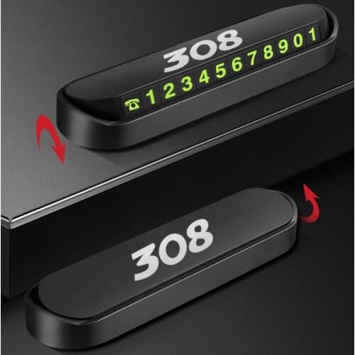 Luminous Car Temporary Parking Card Phone Number Plate Magnetic Adsorption Design 3D Car Temporary Parking Card for PEUGEOT 308