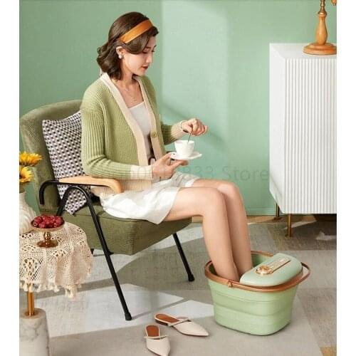 Red light warm feet, foldable foot bath, smart remote control, small household electric massage footbath