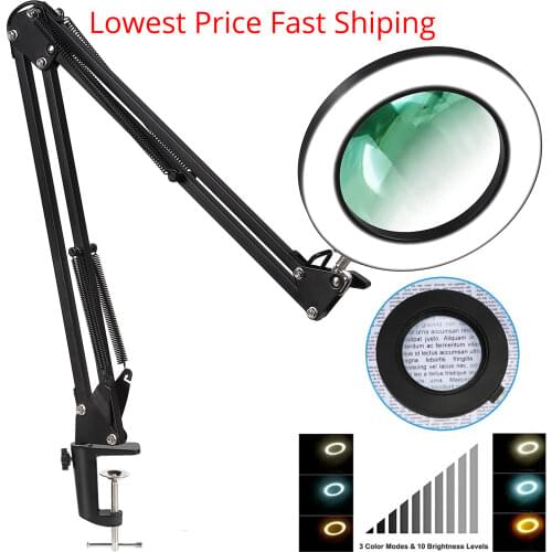 2021 64LED NEW Illuminated Magnifier USB 3 Colors LED Magnifying Glass for Soldering Iron Repair/Table Lamp/Skincare Beauty Tool