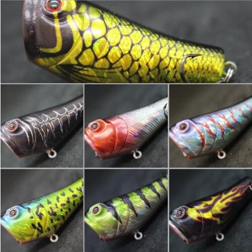 WLure 5.1cm 7.8g Small Size Popper with Red Mouth Twitch Lure #8 Hooks Assort Colors Topwater Surface Fishing Lure T620