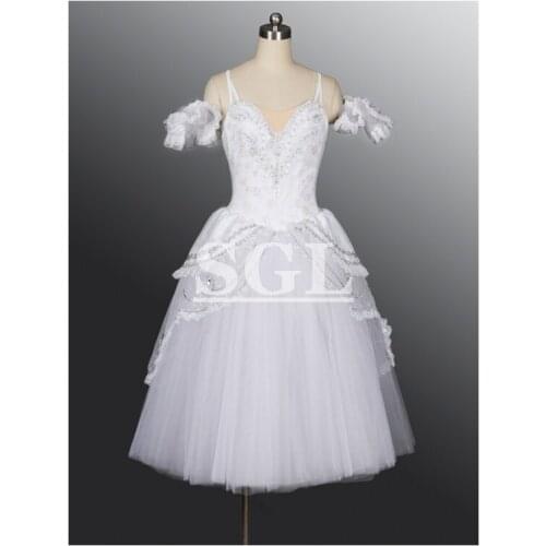 Free Shipping Girls White Color Long Skirt For Ballet Performance Or Competition Dance Costume For Sale Dance Troupe DressAT1071