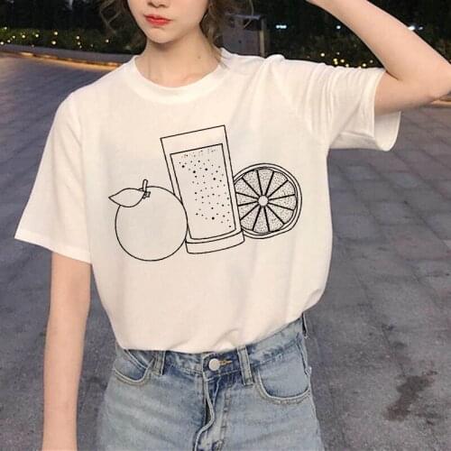 Womens T-shirt Peach Juice Japanese Rock Basic O-Neck T-shirt Lady Harajuku Kawaii Pink Design Casual T-shirt