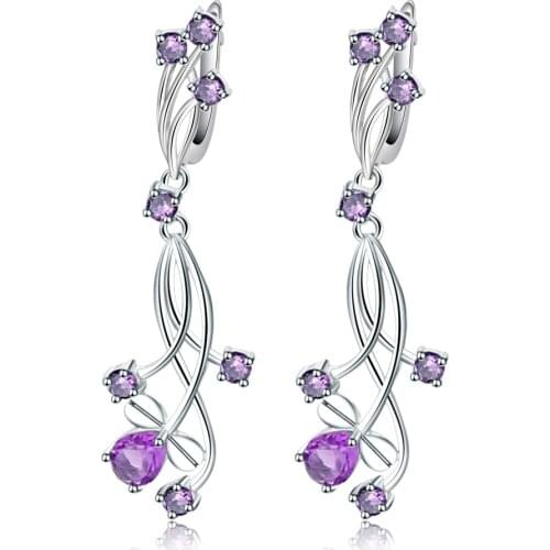 Gems Ballet Natural Amethyst Purple Gemstone Womens Earrings 925 Sterling Silver Drop Earrings Fine Jewelry With Box