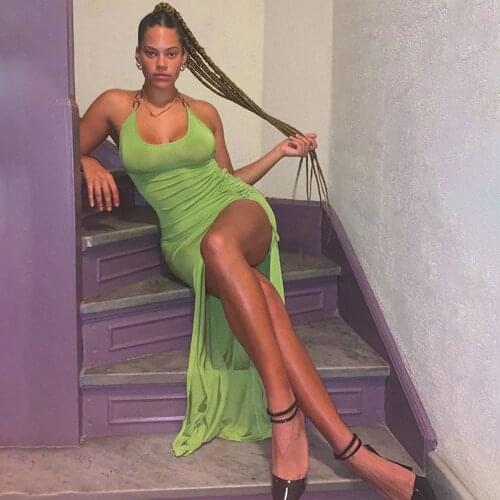 Drawstring Dress Sleeveless Draped Skinny Sexy Club Dresses Solid Color Backless Thigh Slit Off Shoulder Kleider Damen Dress