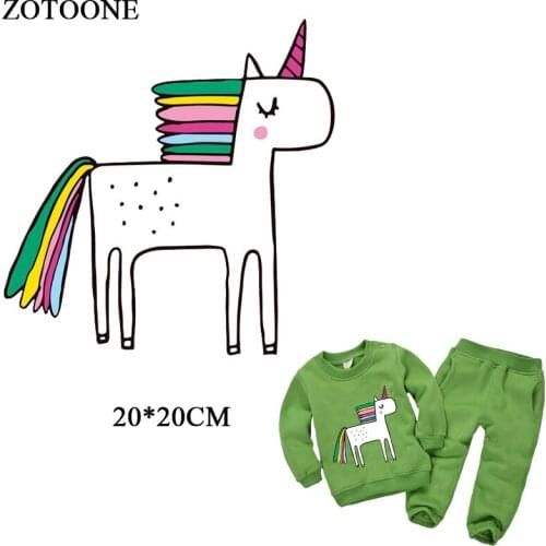 ZOTOONE Iron On Cartoon Unicorn Patches For Kids Clothing Dresses Heat Transfers Vinyl Applique DIY Accessory Thermal Press E