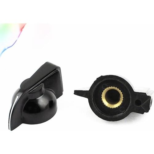 2 x Black Plastic Rotary Switch Knobs Caps for 6mm Dia Shaft