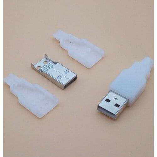 20sets DIY Type A Male USB Connector 4 Pin Plug Socket Connector With White Plastic Cover