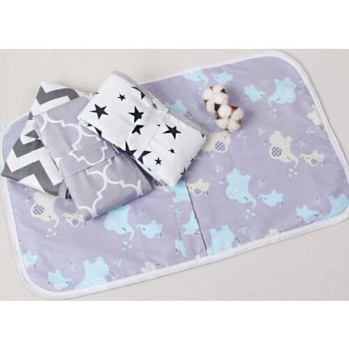50x70cm Baby Waterproof Mattress Foldable Washable Baby Changing Mat Children Reusable Cartoon Cotton Bed Pad