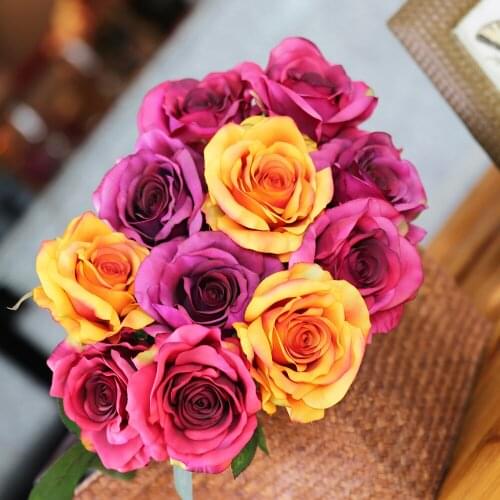 54cm Artificial Roses Branch Flowers Wedding Home Decoration Fabric Autumn Fake Florals Festival Crafts Gifts Party Decor