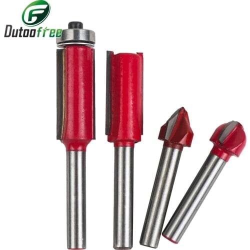 6.35mm 1/4" Shank Tungsten Carbide Tipped Router Bit Set in Wood Case Milling Cutter Bit Woodworking Tools
