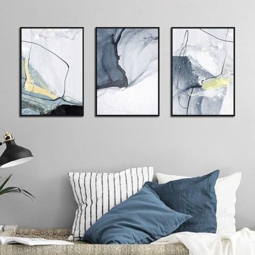 Abstract Nordic Canvas Painting Decoration Blue Watercolor Home Wall Art Picture Minimalist Print Pictures for Living Room