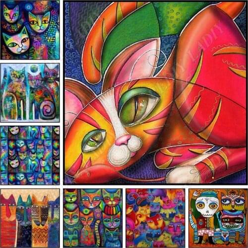 Diamond Embroidery Rhinestones Painting Diamond Mosaic Paintings Colorful Cats Beaded Cross Stitch Crafts Diamond Painting Plein