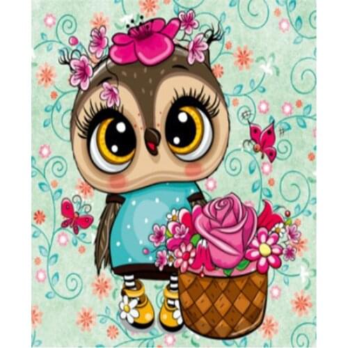 Full Square/Round Drill 5D DIY Diamond Painting "Flower Owl" Rhinestones Pictures Embroidery Cross Stitch Home Decor FC419