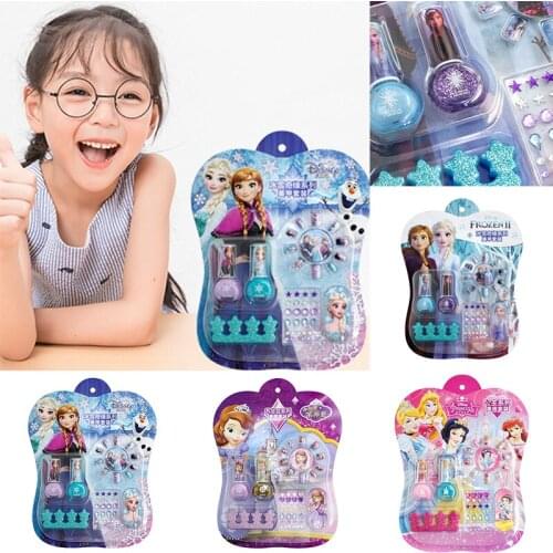 Disney Princess Nail Gel Baby Girls Children Manicure Applique Frozen Cartoon Nail Sticker Elsa Anna Snow White Toys for Kid