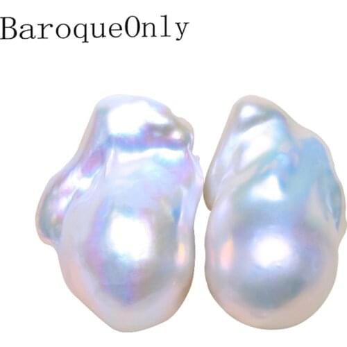 BaroqueOnly High Quality 100% Natural Freshwater irregular baroue Pearl Beads pair For DIY earring Jewelry Making BZZG