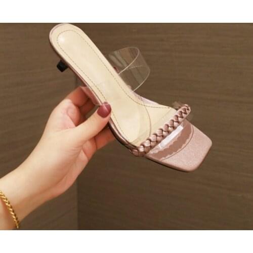 BLXQPYT New Arrived Sandals for Women Fashion Sexy Peep Toe High Heels Party Shoes transparent Slipper Pumps Size 32-43 1904