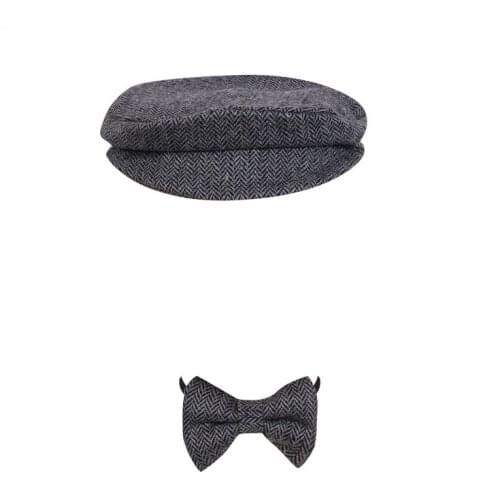 Baby Newborn Peaked Beanie Cap Hat+ Bow Tie Photo Photography Prop Infant Boy Caps