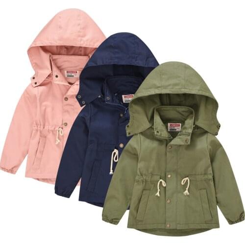Childrens Windbreaker Fall Clothes for Boys and Girls Toddler Solid Color Hooded Jacket Long Coat Clothing