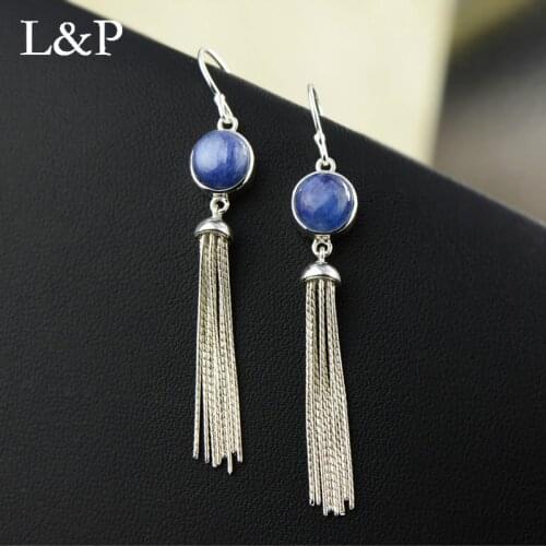 L&P 2019 Bohemia Long Tassels Earrings Elegant Crystal Earrings For Women Gemstone 925 Sterling-silver Luxury Fine Jewelry