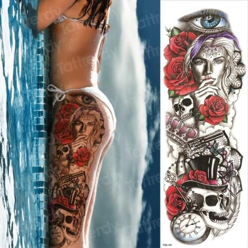 Temporary waterproof tattoo thigh arm sleeves fake tatoo girls tribal vintage sexy tattoos mechanical tattoo sticker for men boy