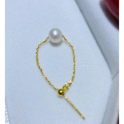 Ring gold S925 silver with 100% Natural freshwater pearl 6mm Round jewelry Hand woven bracelet for women