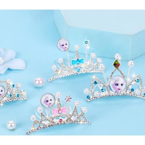 Cartoon Frozen 2 Elsa Girls Hair Makeup Toys Birthday Gift Party Crown Disney Princess Headband Kids Jewelry Accessories Decor