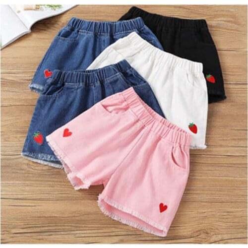 Baby Teenager Shorts Summer Denim Shorts For Girls White Pink Teens Girl Short Jeans 3 4 5 6 7 8 9 10 12 15 Years Old Kids