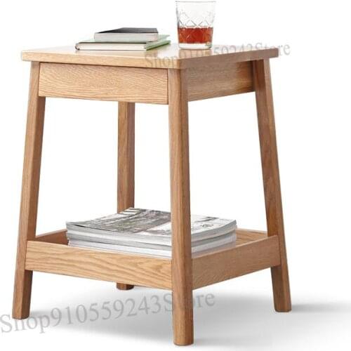 Solid Wood Small Coffee Table Nordic Oak Bedside Table Home Square Table Simple Corner Table Living Room Sofa Side Table