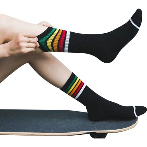 DKN Fashion high quality Colorful Socks Men&Women Hit Color Stripes combed Cotton Male skateboard Sock