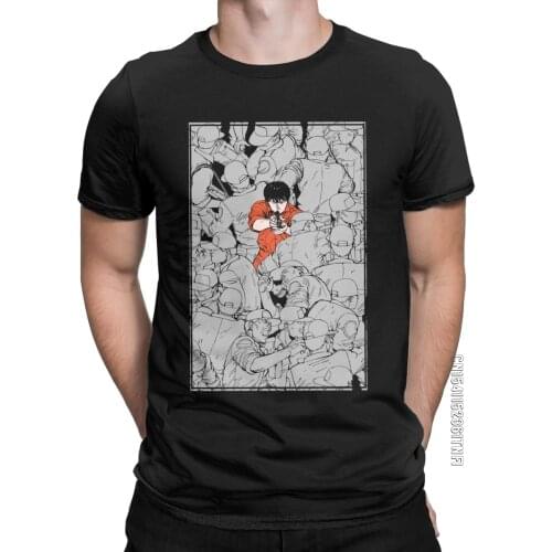 Men T-Shirt Akira Kaneda Tetsuo Vintage Pure Cotton Tees Classic Short Sleeve T Shirts Crew Neck Tops Party