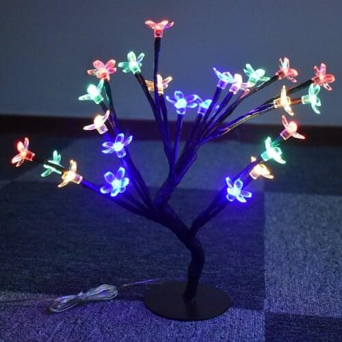 24 LEDs USB Powered Table Lamp Cherry Blossom Tree Shaped Desktop Light Festival Home Party Wedding Christmas Indoor Decoration